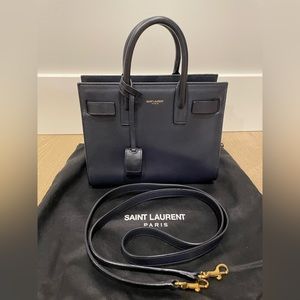 Saint Laurent Sac De Jour Nano in Smooth Leather (Navy/ Dark Blue)